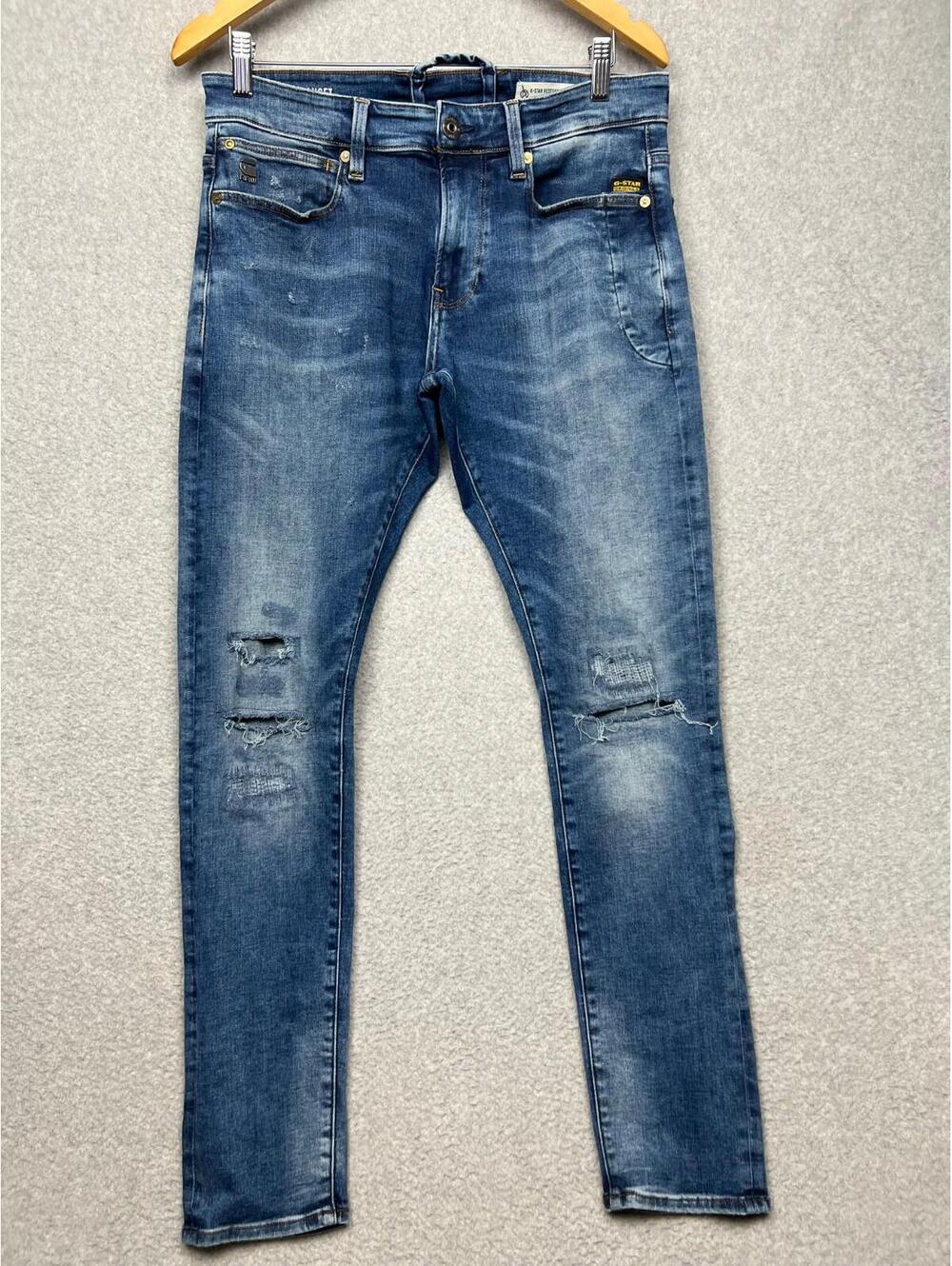 G-Star Raw Mens 33x32 4101 Lancet Skinny Denim Jeans Restored Denim Blue